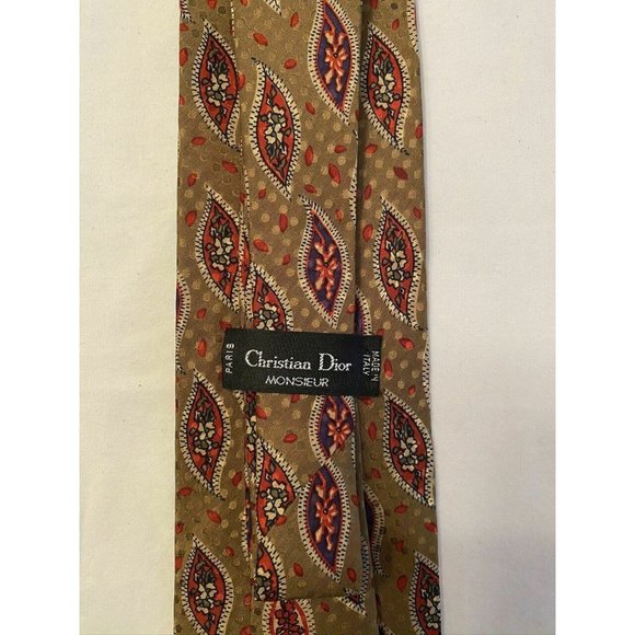 Christian Dior Bronze Paisley Dotted Tie - Picture 6 of 10